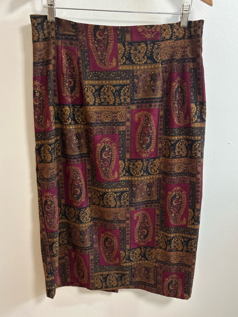 Vintage Briggs New York Paisley Faux Suede Midi Pencil Skirt Size 14P